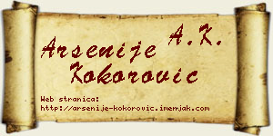 Arsenije Kokorović vizit kartica